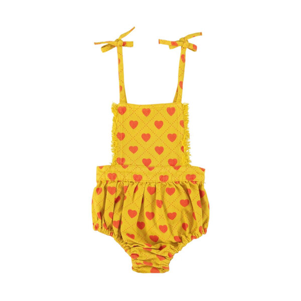playsuit | mustard w/ red hearts allover - PIUPIUCHICK