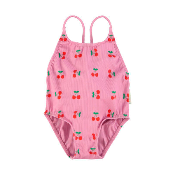 swimsuit w/ crossed straps | pink w/ cherries allover - PIUPIUCHICK