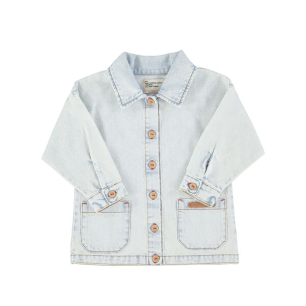 jacket | washed light blue denim w/ "peace" print - PIUPIUCHICK