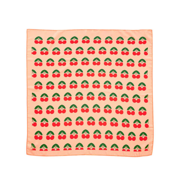 silky bandana | coral w/ cherries allover - PIUPIUCHICK
