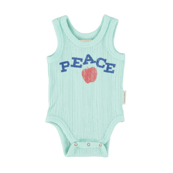 sleeveless bodysuit | light blue w/ "peace" print - PIUPIUCHICK