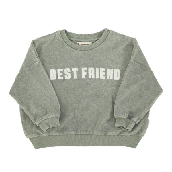 sweatshirt | washed green w/ "best friend" print - PIUPIUCHICK