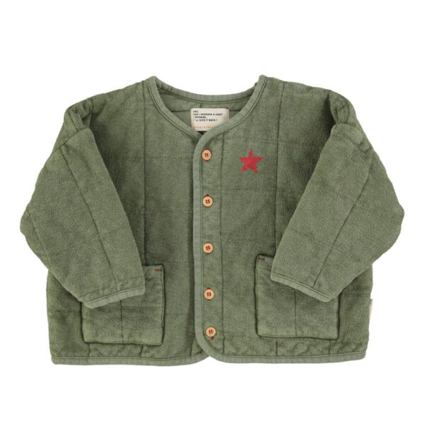 Paded jacket | washed green w/ "piupiuchick" print - PIUPIUCHICK