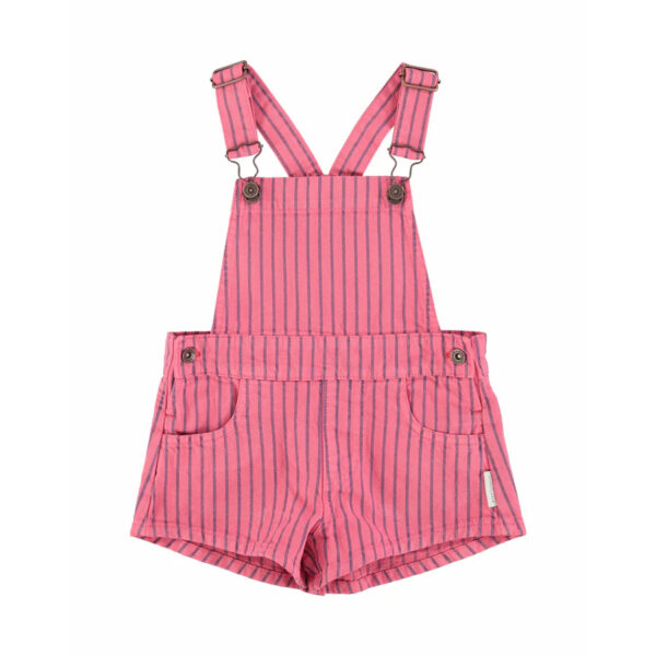 short dungarees | pink w/ indigo stripes - PIUPIUCHICK