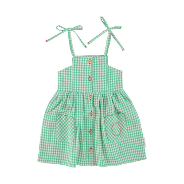 Short dress | green & ecru checkered - PIUPIUCHICK