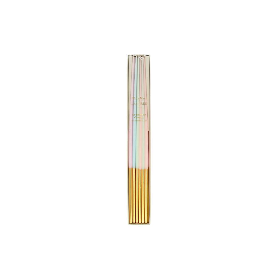"Meri Meri x Ladurée Paris Gold Dipped Tall Tapered Candles" - MERI MERI