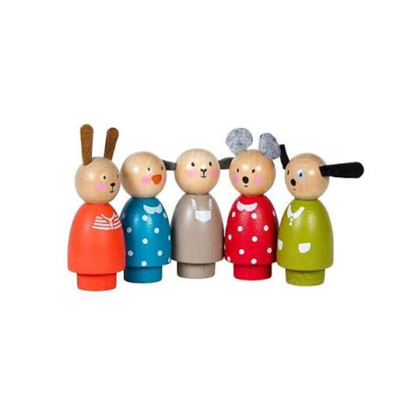 5 assorted wooden characters La - MOULIN ROTY