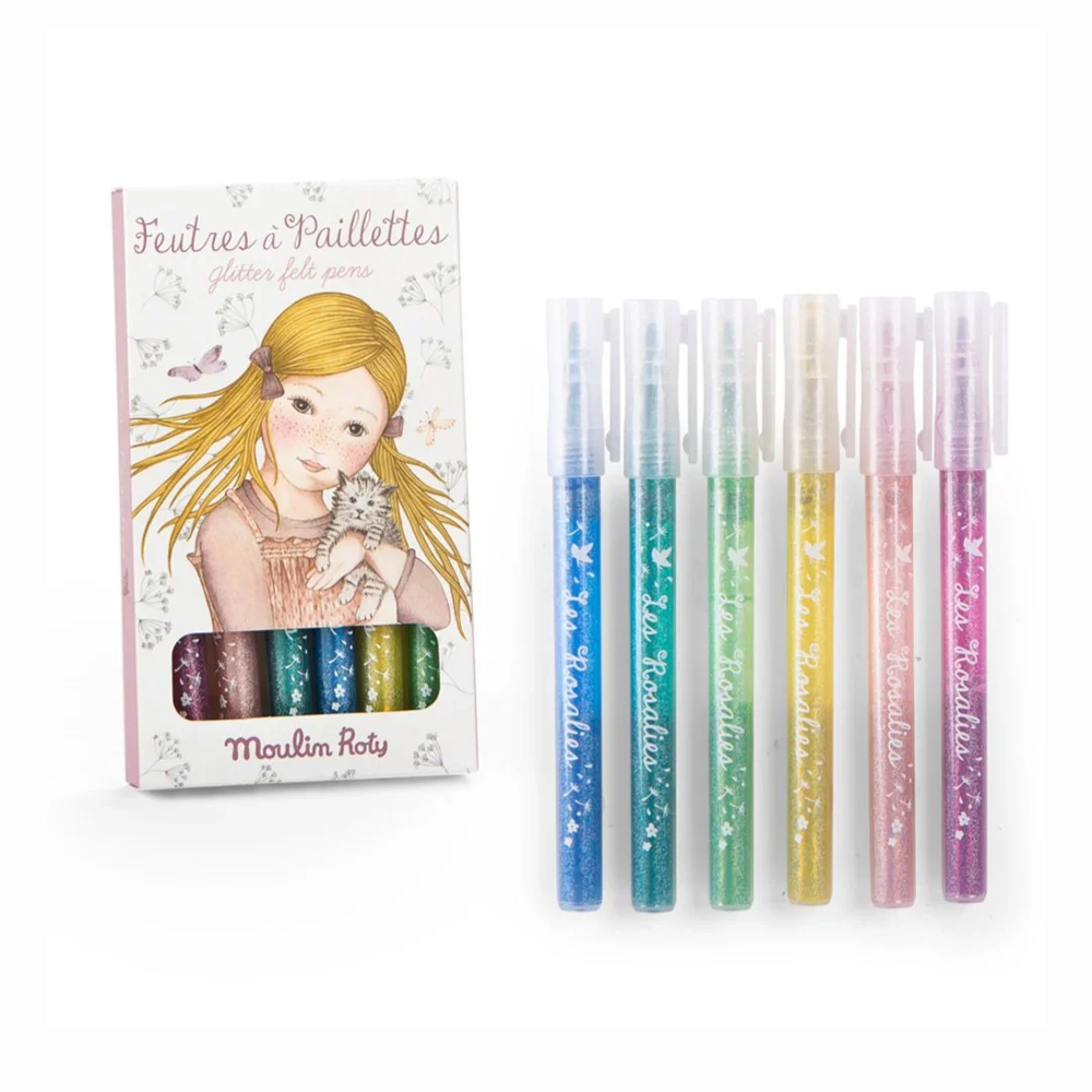 6 glitter felt pens Les Rosalies - MOULIN ROTY