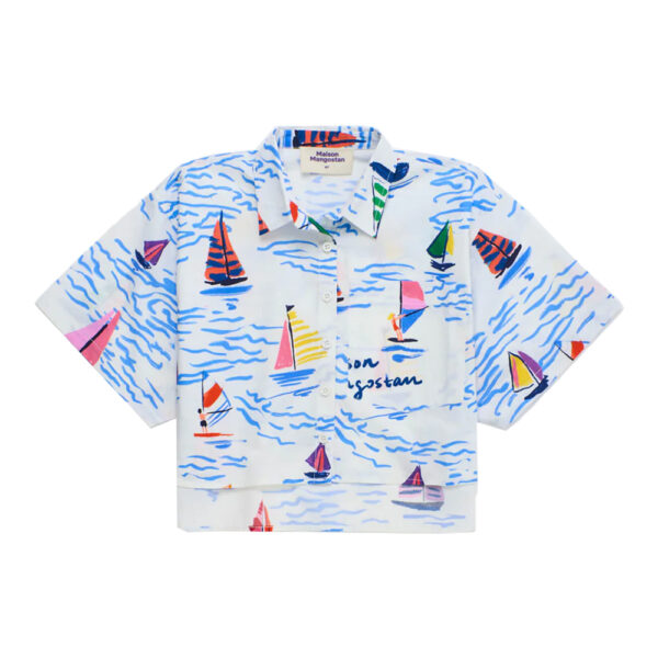 Barcos Cropped Shirt White - MAISON MANGOSTAN