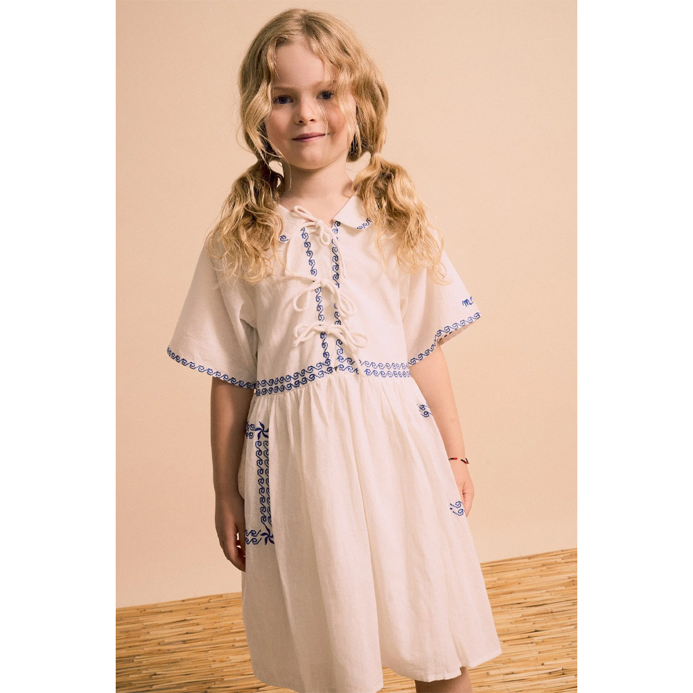 Barcos Embroidered Dress White - MAISON MANGOSTAN - Image 2