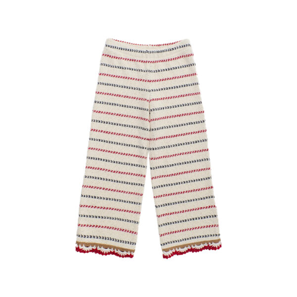 Barcos Knit Pants Off White/Red - MAISON MANGOSTAN