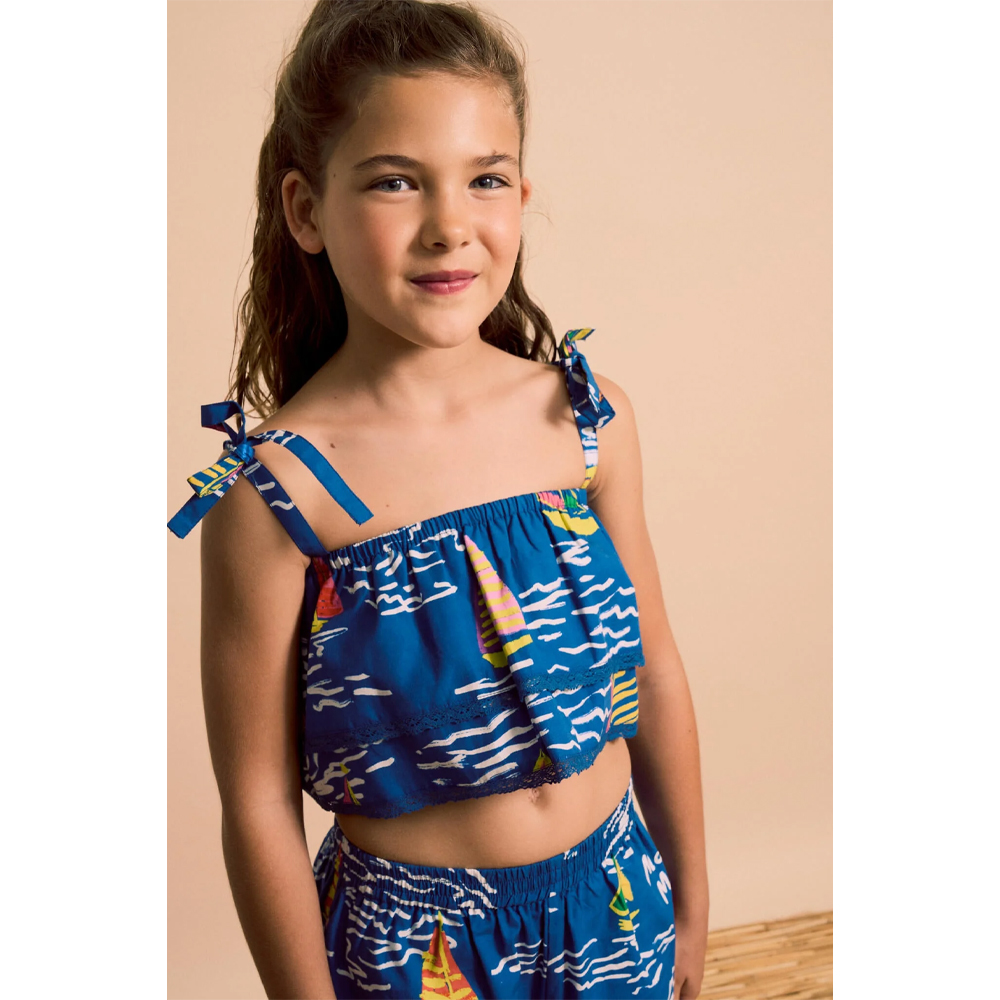 Barcos Ruffles Top Blue - MAISON MANGOSTAN - Image 2