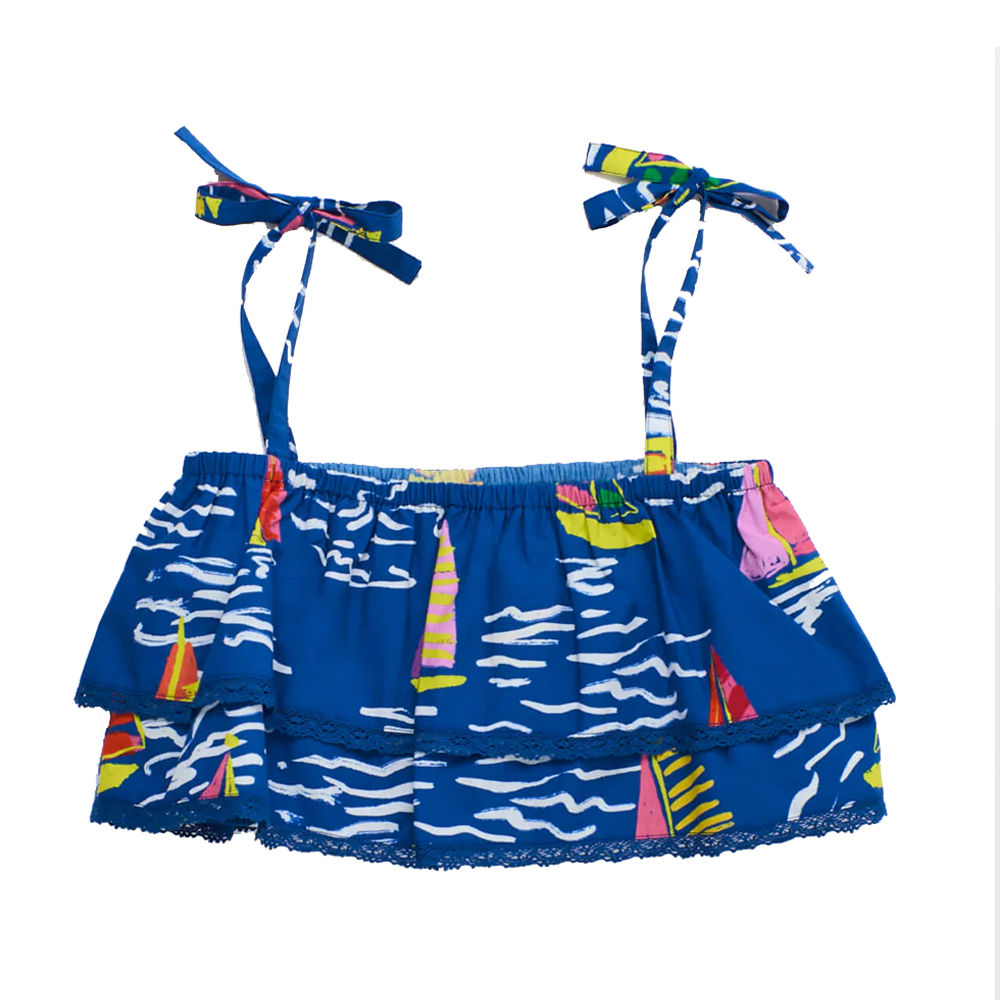 Barcos Ruffles Top Blue - MAISON MANGOSTAN