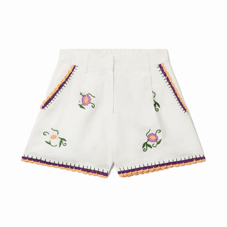 Embroidered Linen-Blend Shorts - Stella McCartney
