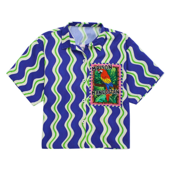 Loros Wavy Shirt Blue - MAISON MANGOSTAN