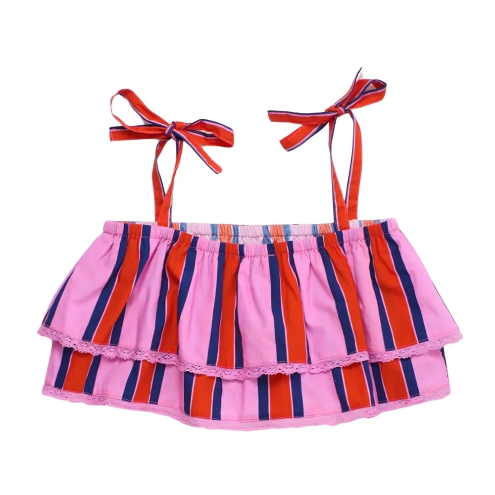 Ruffles Stripes Top Pink - MAISON MANGOSTAN
