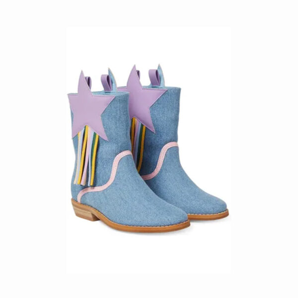 Star Detail Denim Western Boots - Stella McCartney