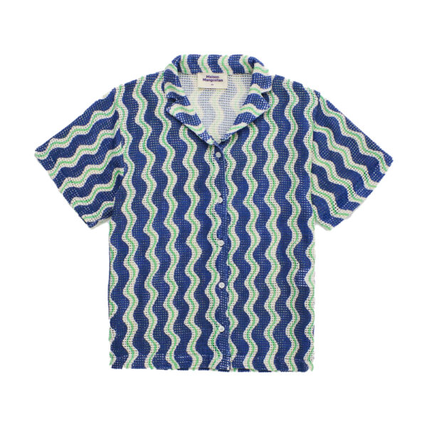 Wavy Mesh Shirt Blue - MAISON MANGOSTAN