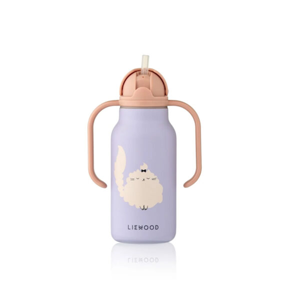 Kimmie Water Bottle 250 ml - Cat / Warm lilac - LIEWOOD