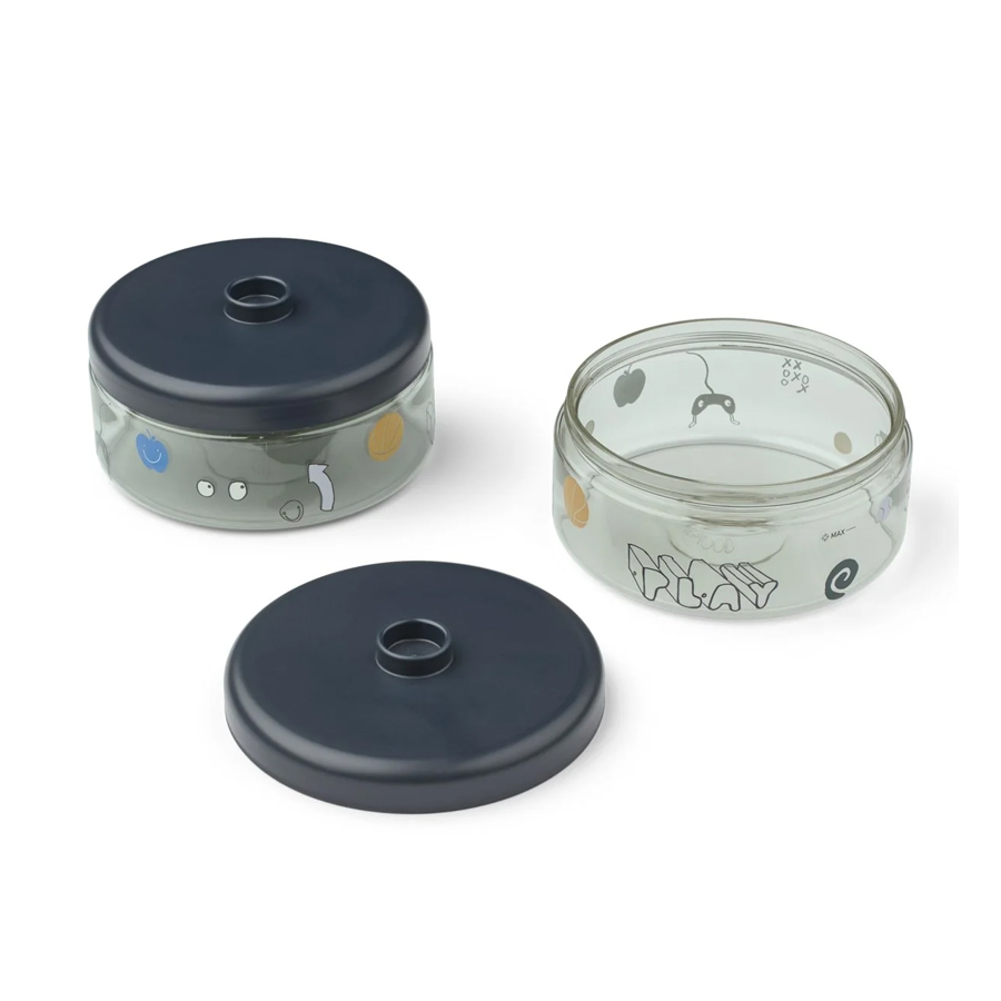 Dominique Baby Food Tritan Boxes 500 ml 2-Pack - Play / Dusty Peppermint - LIEWOOD
