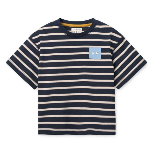 Tyler Stripe SS T-shirt - Y/D stripe classic navy sandy - LIEWOOD