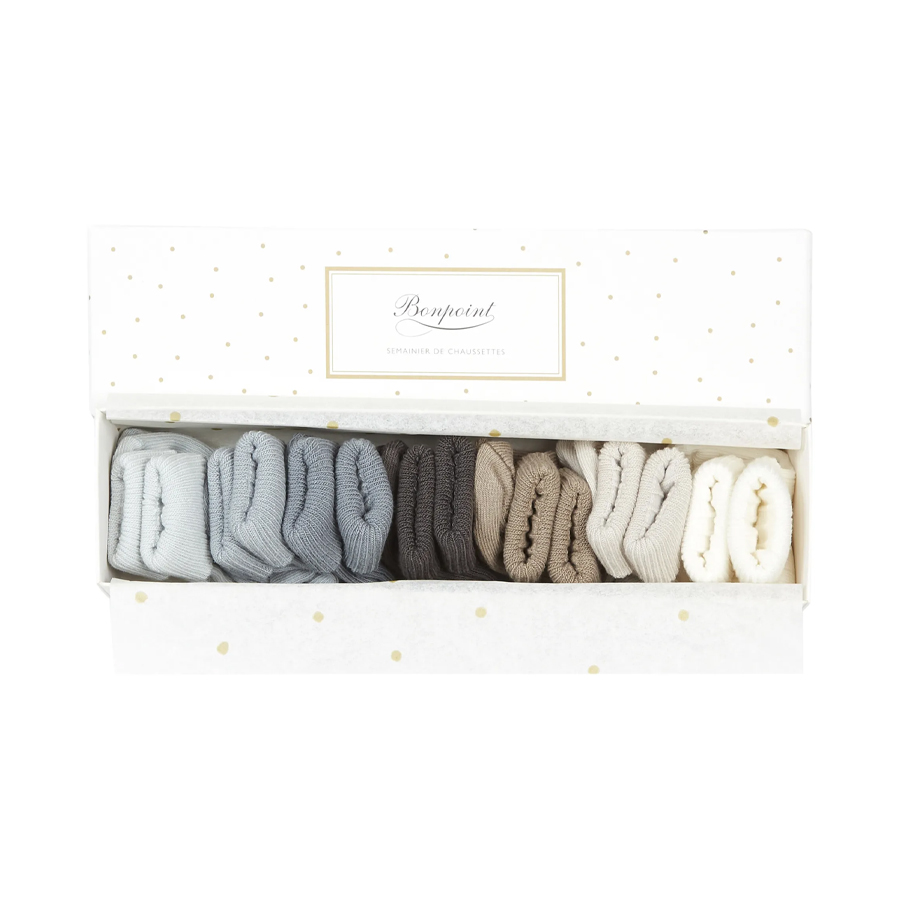 Socks Kit Of 7 Socks - Dusky Blue - BONPOINT