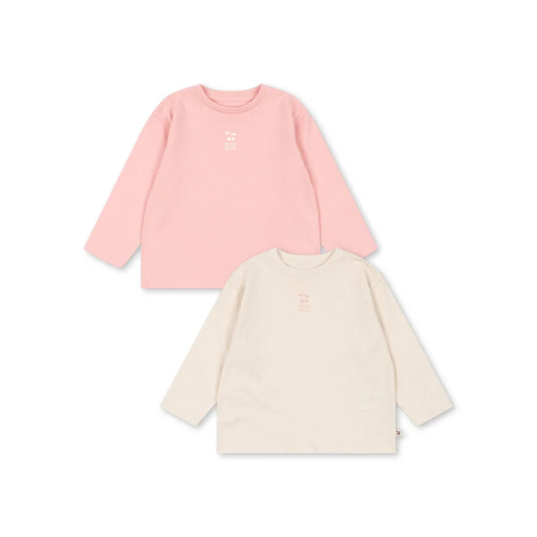 2 pack lin ls tee gots - pink dolphin/antique white - KONGES SLOEJD