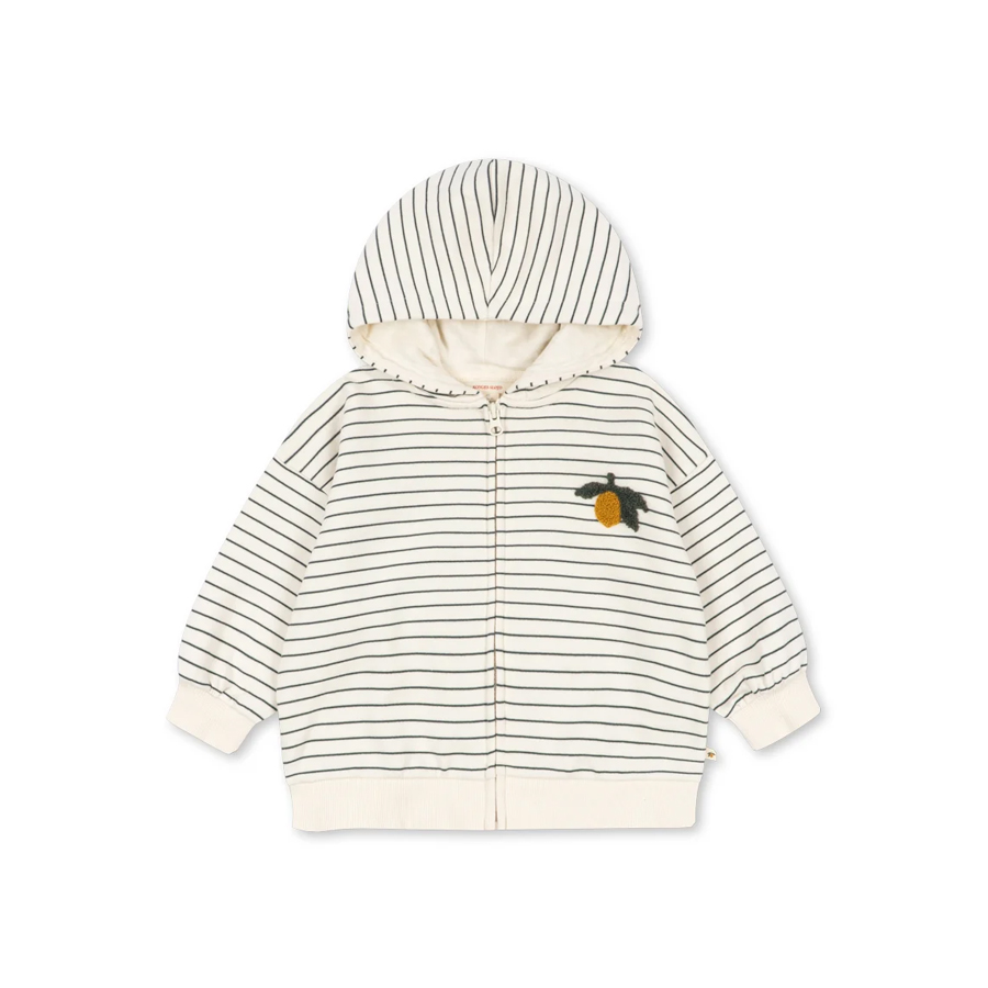Amio sweat zip hood ocs - cilantro stripe - KONGES SLOEJD